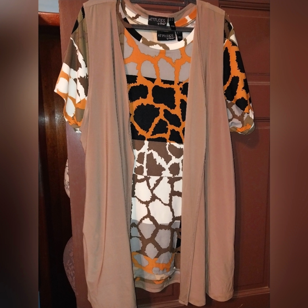 Beautiful 2pc Attitudes By Renee 3xt short sleeve shirt, and sleeveless vest
